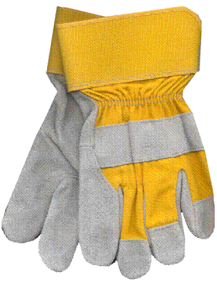 Gants de Travail CUIR FENDU JAUNE Double FANELLE Large